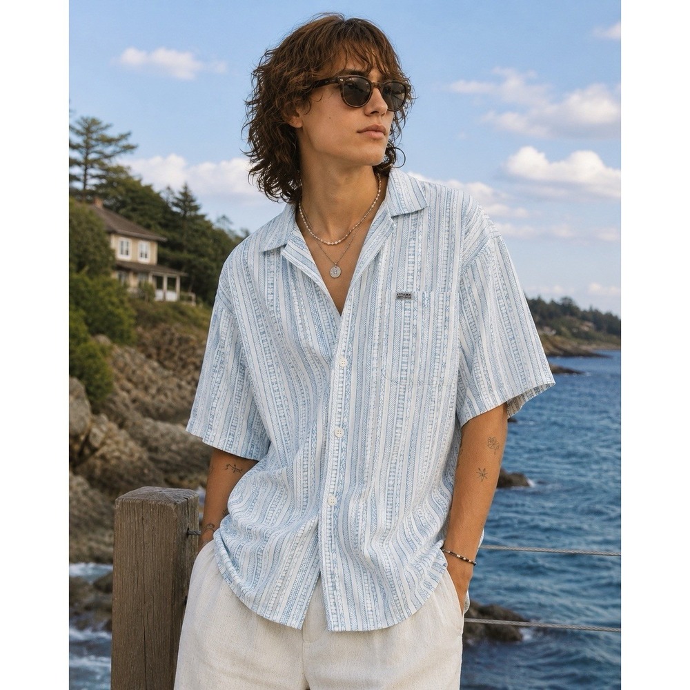 Vintage Venezia Sportswear Camp Shirt Men's XL Y2K Androgynous Coastal Vacation
